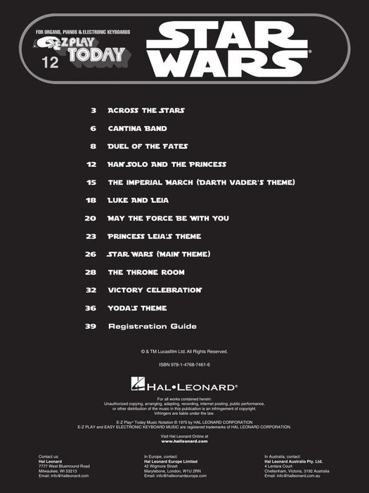 Star Wars E-Z Play Today Volume 12 | 小雅音樂 Hsiaoya Music