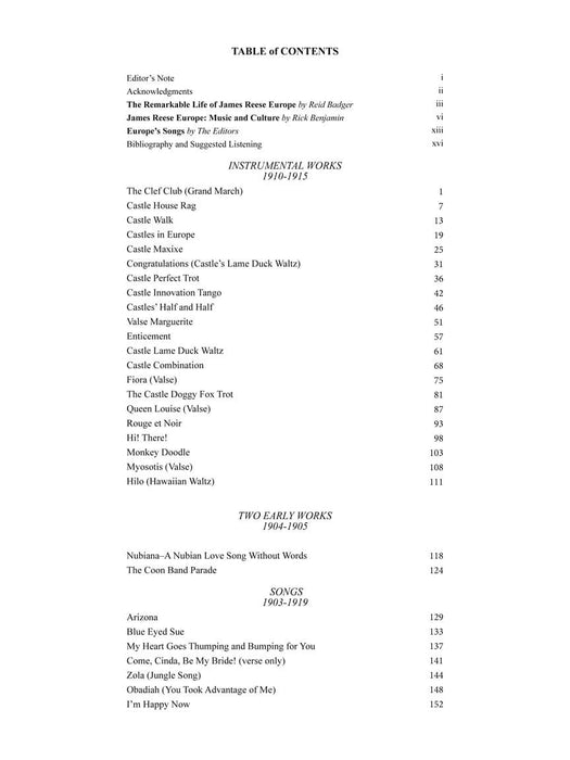 The Music of James Reese Europe Complete Published Works Solo Piano & Voice and Piano 獨奏 鋼琴 | 小雅音樂 Hsiaoya Music