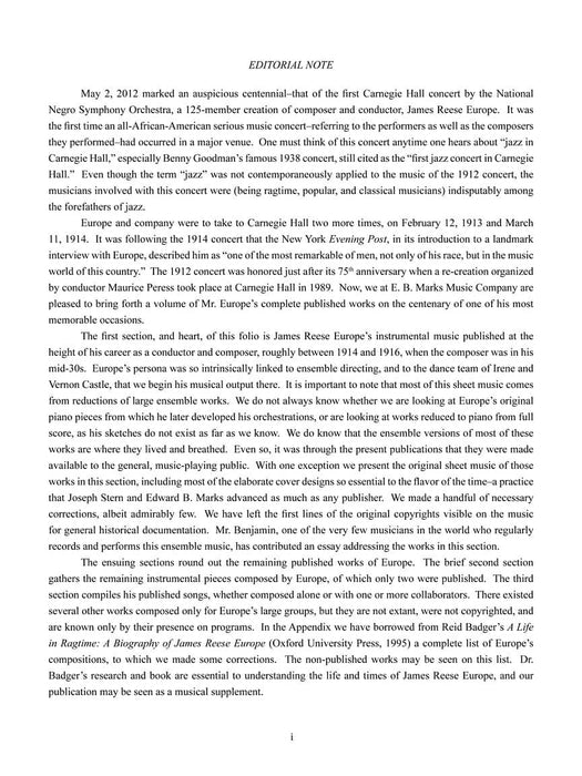 The Music of James Reese Europe Complete Published Works Solo Piano & Voice and Piano 獨奏 鋼琴 | 小雅音樂 Hsiaoya Music