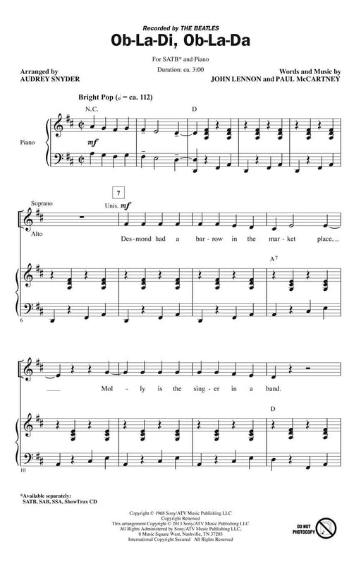 Ob-La-Di, Ob-La-Da Recorded by THE BEATLES SATB 披頭四 | 小雅音樂 Hsiaoya Music