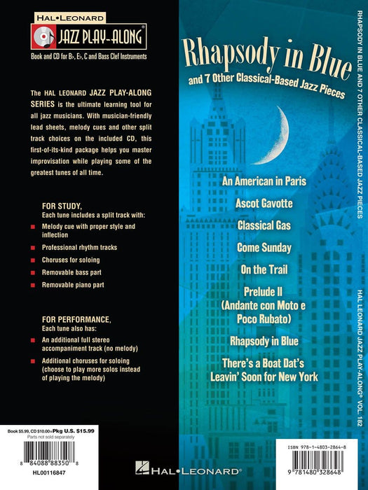 Rhapsody in Blue & 7 Other Classical-Based Jazz Pieces Jazz Play-Along Volume 182 藍色狂想曲 古典 爵士音樂小品 爵士音樂 | 小雅音樂 Hsiaoya Music