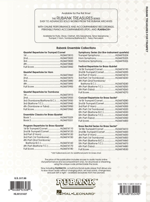 Rubank Treasures for Trumpet Book with Online Audio (stream or download) 小號 | 小雅音樂 Hsiaoya Music