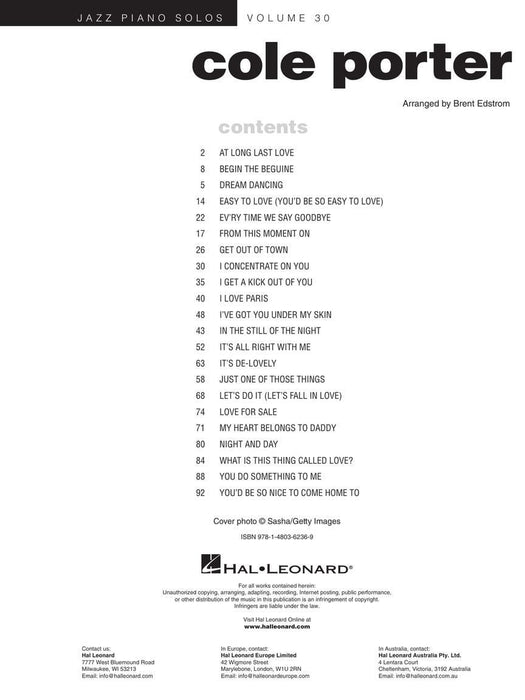 Cole Porter Jazz Piano Solos Series Volume 30 爵士音樂鋼琴 獨奏 | 小雅音樂 Hsiaoya Music