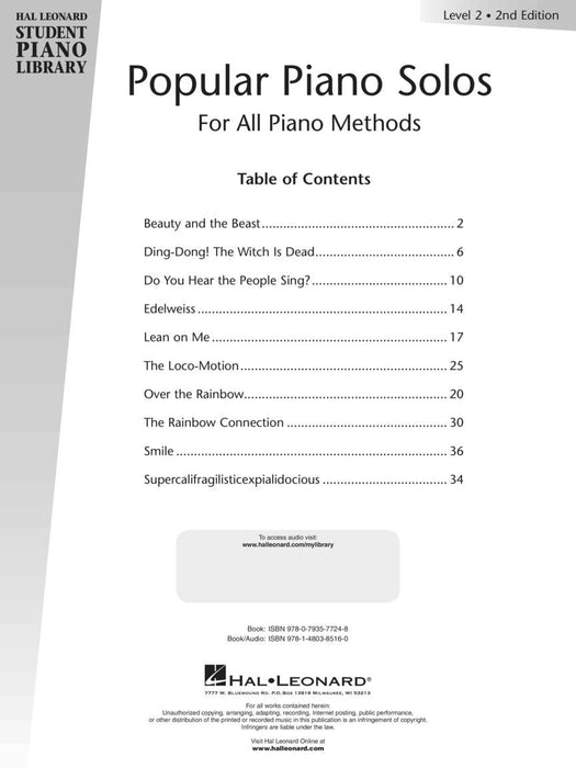 Popular Piano Solos 2nd Edition - Level 2 Hal Leonard Student Piano Library Book with Online Audio 鋼琴 獨奏 鋼琴 | 小雅音樂 Hsiaoya Music