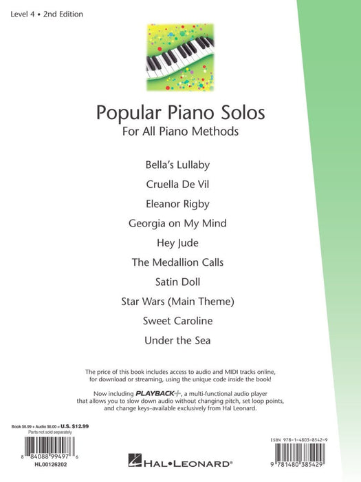 Popular Piano Solos 2nd Edition - Level 4 Hal Leonard Student Piano Library Book with Online Audio 鋼琴 獨奏 鋼琴 | 小雅音樂 Hsiaoya Music