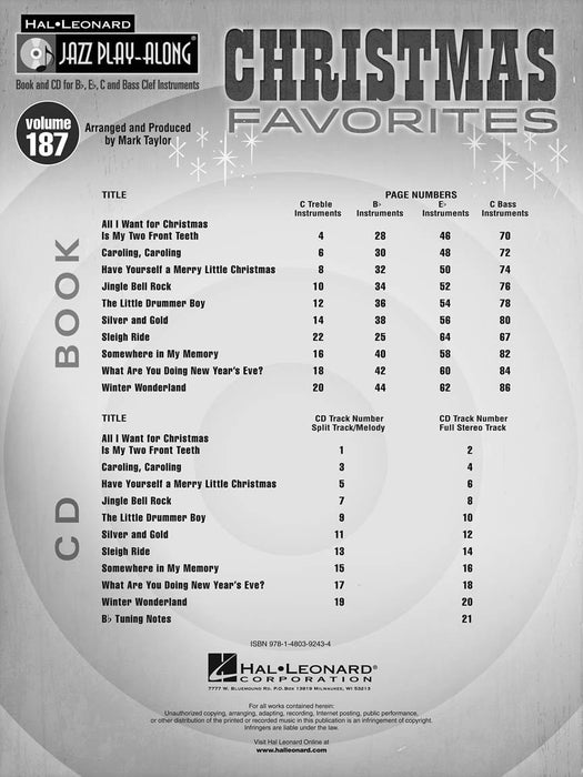 Christmas Favorites Jazz Play-Along Volume 187 爵士音樂 | 小雅音樂 Hsiaoya Music