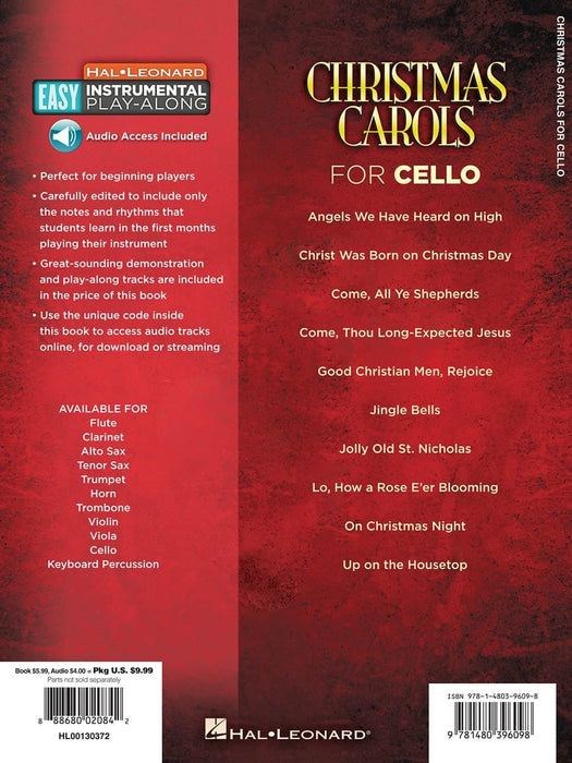Christmas Carols - 10 Holiday Favorites Cello Easy Instrumental Play-Along Book with Online Audio Tracks 耶誕頌歌 大提琴 | 小雅音樂 Hsiaoya Music