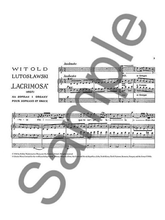 Lacrimosa for Soprano and Organ 管風琴 聲樂與器樂 波蘭版 | 小雅音樂 Hsiaoya Music