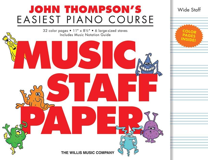 John Thompson's Easiest Piano Course - Music Staff Paper Wide-Staff Manuscript Paper in Color 鋼琴 五線譜紙 | 小雅音樂 Hsiaoya Music