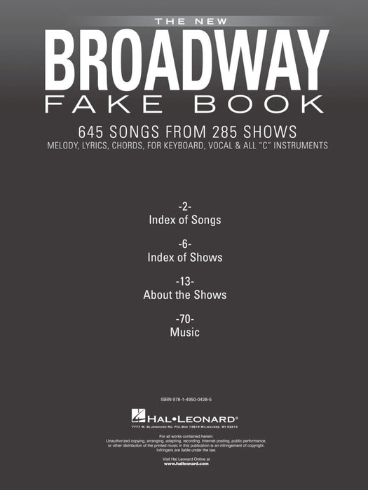 The New Broadway Fake Book 645 Songs from 285 Shows 百老匯 | 小雅音樂 Hsiaoya Music