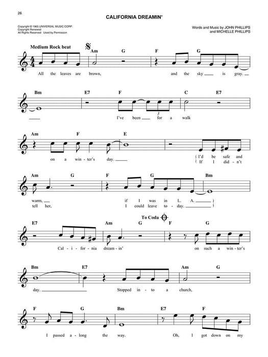 The Easy Pop/Rock Fake Book Melody, Lyrics & Simplified Chords in the Key of C 費克 旋律 | 小雅音樂 Hsiaoya Music