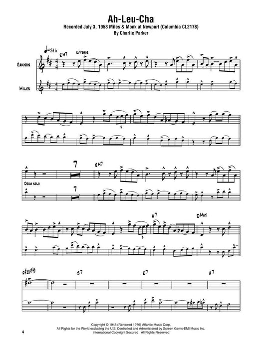 Cannonball Adderley - Omnibook For E-flat Instruments | 小雅音樂 Hsiaoya Music