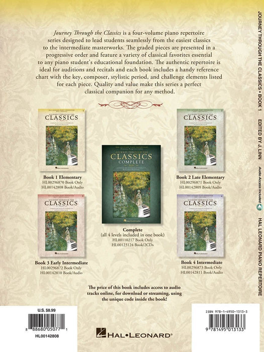 Journey Through the Classics: Book 1 Elementary Hal Leonard Piano Repertoire Book with Audio Access Included 鋼琴 | 小雅音樂 Hsiaoya Music