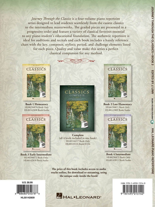 Journey Through the Classics: Book 2 Late Elementary Hal Leonard Piano Repertoire Book with Audio Access Included 鋼琴 | 小雅音樂 Hsiaoya Music