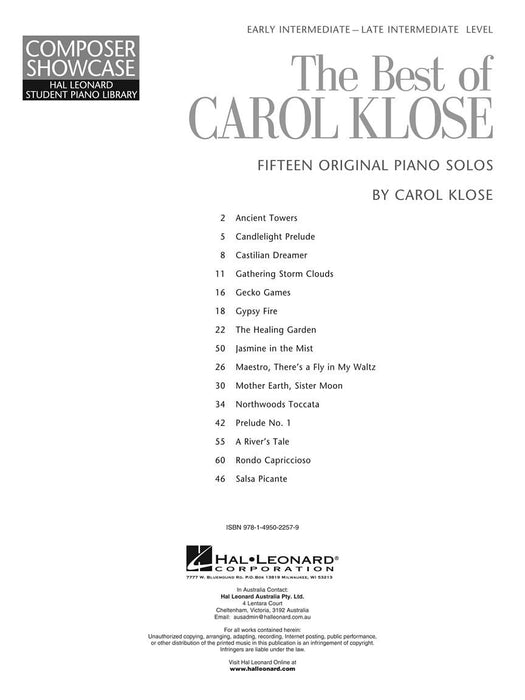 The Best of Carol Klose Hal Leonard Student Piano Library Composer Showcase Intermediate/Late Intermediate Level 耶誕頌歌 鋼琴 作曲家 | 小雅音樂 Hsiaoya Music