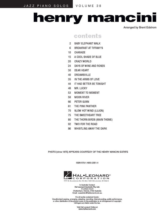 Henry Mancini Jazz Piano Solos Series Volume 38 爵士音樂鋼琴 獨奏 | 小雅音樂 Hsiaoya Music