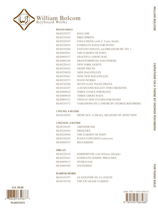 Variations on a Theme by George Rochberg for Piano Solo 詠唱調 主題 鋼琴 獨奏 | 小雅音樂 Hsiaoya Music