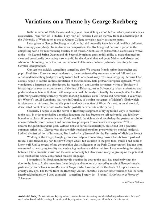 Variations on a Theme by George Rochberg for Piano Solo 詠唱調 主題 鋼琴 獨奏 | 小雅音樂 Hsiaoya Music