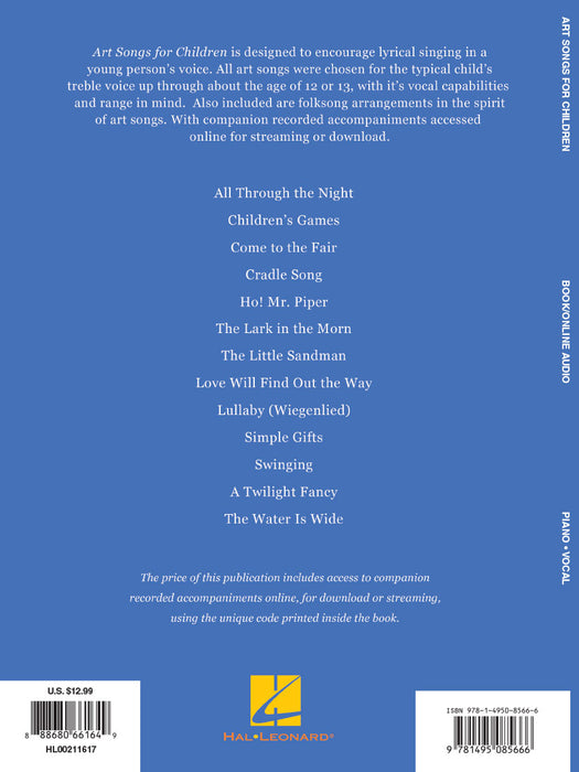 Art Songs for Children 13 Songs for the Young Classical Voice - with Recorded Piano Accompaniments Online 古典 鋼琴 伴奏 | 小雅音樂 Hsiaoya Music