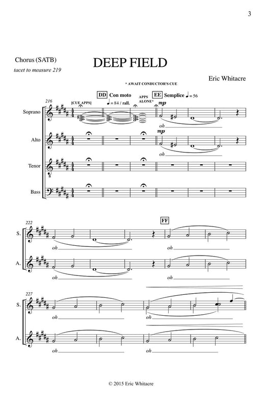 Deep Field for Wind Ensemble, Choir, and Smartphone App SATB Choral Score 管樂團 合唱 | 小雅音樂 Hsiaoya Music