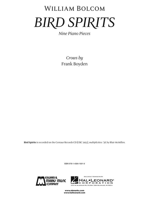 Bird Spirits Nine Piano Pieces First Edition 鋼琴 小品 | 小雅音樂 Hsiaoya Music