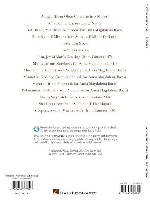 The Very Best of Bach Instrumental Play-Along® for Alto Sax 巴赫約翰‧瑟巴斯提安 中音薩氏管 | 小雅音樂 Hsiaoya Music