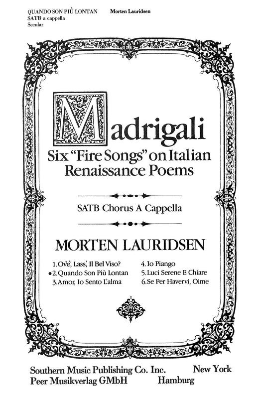Quando Son Più Lontan from Madrigali: Six Fire Songs on Italian Renaissance Poems | 小雅音樂 Hsiaoya Music