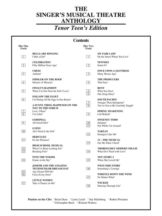 The Singer's Musical Theatre Anthology - Teen's Edition Tenor Accompaniment CDs Only 伴奏 | 小雅音樂 Hsiaoya Music