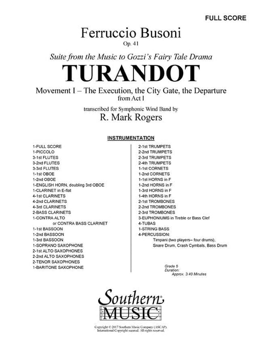 Turandot - Movement 1 from the Suite To Gozzi's Fairy Tale Drama Score Only 布梭尼 第一樂章 組曲 管樂團 | 小雅音樂 Hsiaoya Music