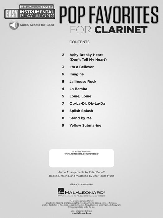 Pop Favorites - 10 Fun Hits Clarinet Easy Instrumental Play-Along Book with Online Audio Tracks 豎笛 | 小雅音樂 Hsiaoya Music