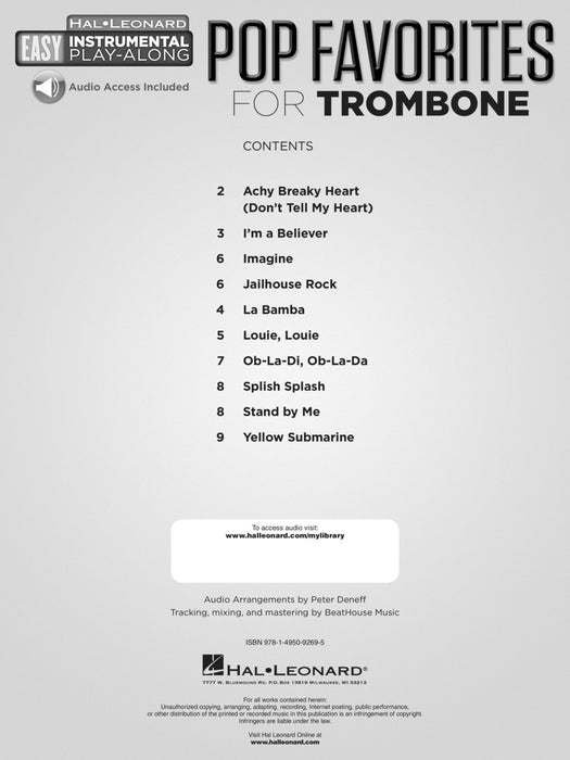 Pop Favorites - 10 Fun Hits Trombone Easy Instrumental Play-Along Book with Online Audio Tracks 長號 | 小雅音樂 Hsiaoya Music