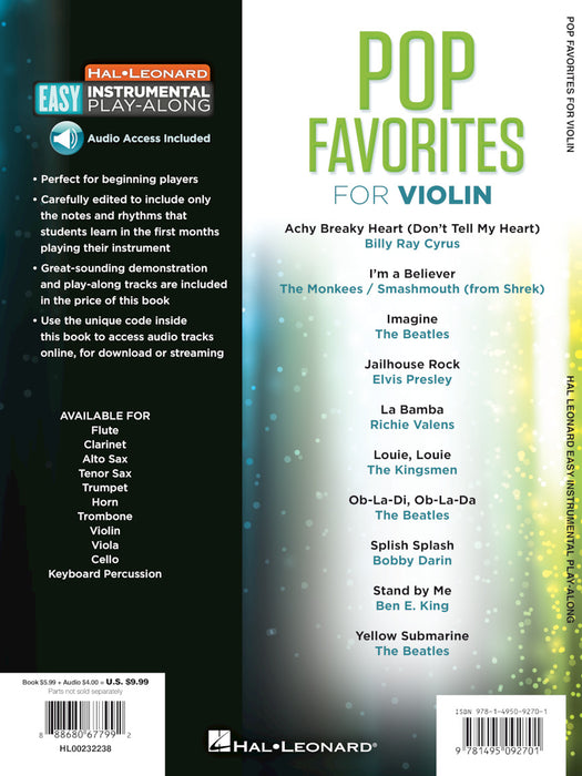 Pop Favorites - 10 Fun Hits Violin Easy Instrumental Play-Along Book with Online Audio Tracks 小提琴 | 小雅音樂 Hsiaoya Music