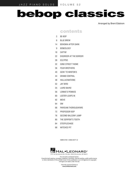Bebop Classics Jazz Piano Solos Series Volume 52 爵士音樂鋼琴 獨奏 | 小雅音樂 Hsiaoya Music