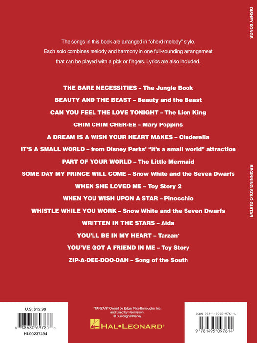 Disney Songs - Beginning Solo Guitar 15 Songs Arranged for Beginning Chord Melody Style in Standard Notation and Tablature 獨奏 吉他 和弦旋律風格 指法譜 | 小雅音樂 Hsiaoya Music