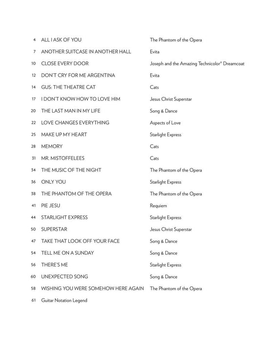 Andrew Lloyd Webber for Classical Guitar 22 Hit Songs Arranged in Standard Notation and Tab 古典吉他 | 小雅音樂 Hsiaoya Music