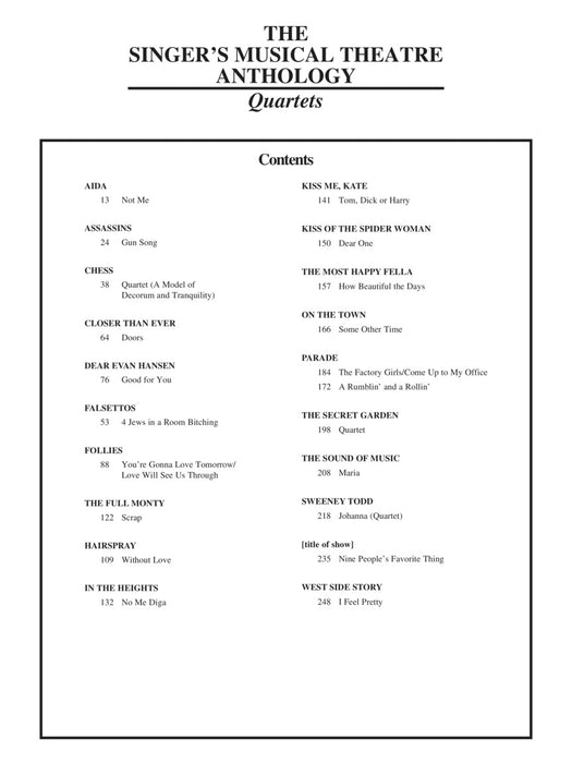 Singer's Musical Theatre Anthology - Quartets Book Only 四重奏 | 小雅音樂 Hsiaoya Music