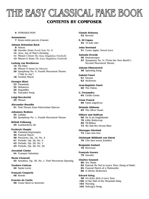 The Easy Classical Fake Book Melody, Lyrics & Simplified Chords in the Key of C 古典 旋律 | 小雅音樂 Hsiaoya Music