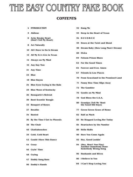 The Easy Country Fake Book Over 100 Songs in the Key of C 費克 | 小雅音樂 Hsiaoya Music