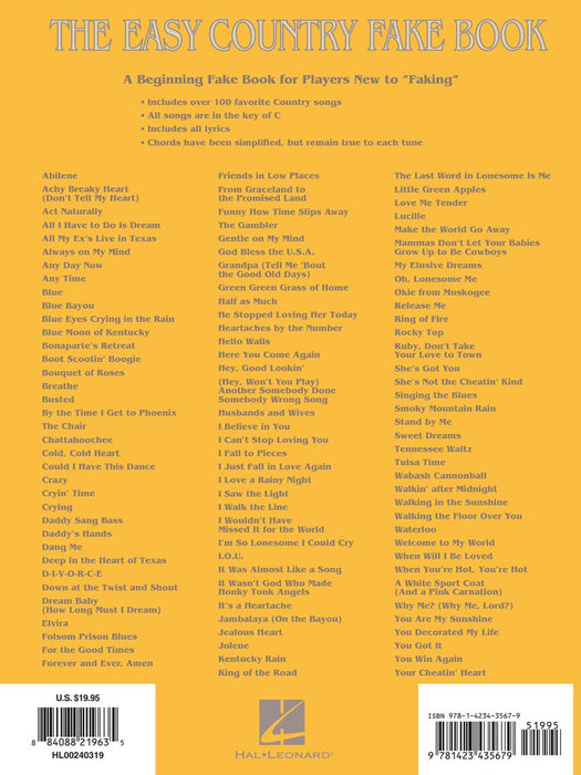 The Easy Country Fake Book Over 100 Songs in the Key of C 費克 | 小雅音樂 Hsiaoya Music