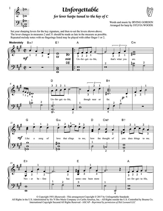 Unforgettable Arranged for Lever or Pedal Harp 豎琴 | 小雅音樂 Hsiaoya Music