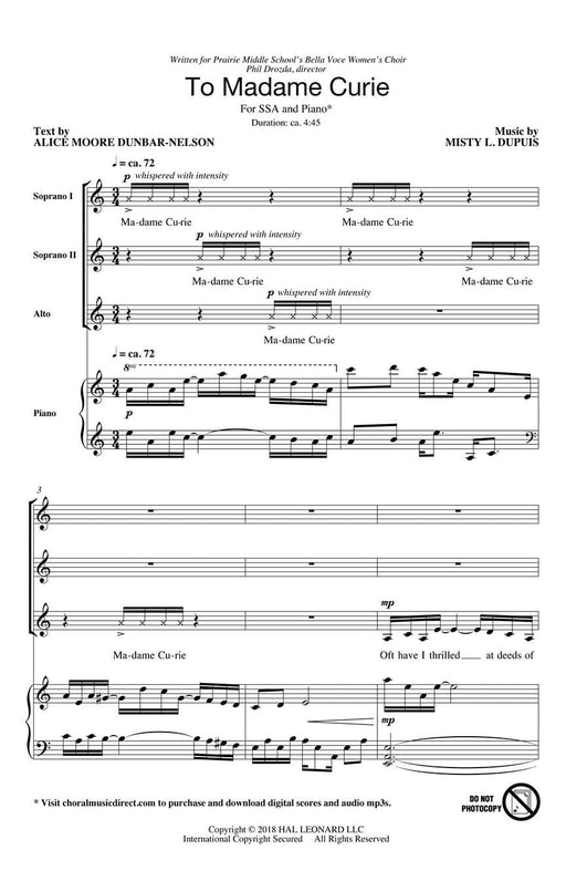 To Madame Curie Andrea Ramsey Choral Series 合唱 | 小雅音樂 Hsiaoya Music