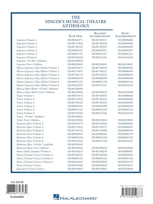Singer's Musical Theatre Anthology Quartets Accompaniment CDs for Corresponding Songbook 四重奏 伴奏 | 小雅音樂 Hsiaoya Music
