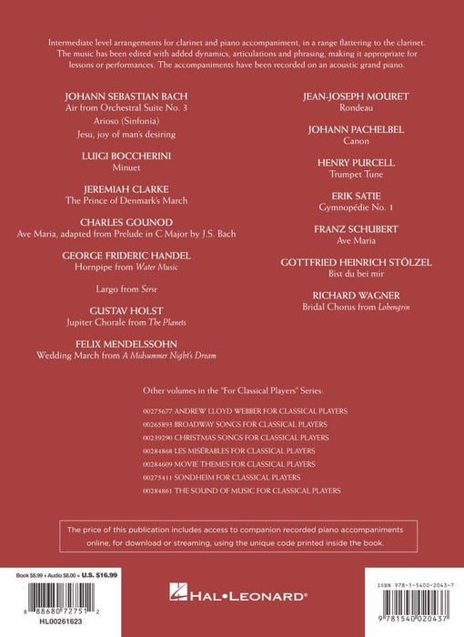 Wedding Music for Classical Players - Clarinet and Piano With online audio of piano accompaniments 古典 豎笛 鋼琴 伴奏 | 小雅音樂 Hsiaoya Music