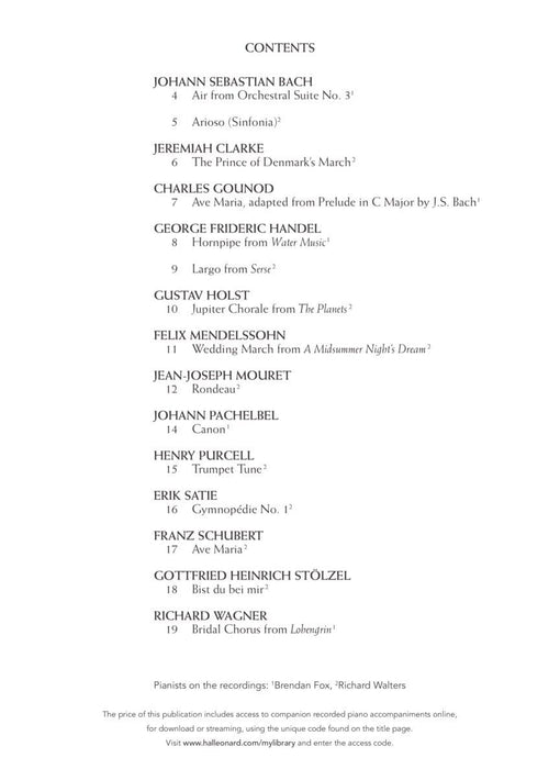 Wedding Music for Classical Players - Trumpet and Piano With online audio of piano accompaniments 古典 小號 鋼琴 伴奏 | 小雅音樂 Hsiaoya Music