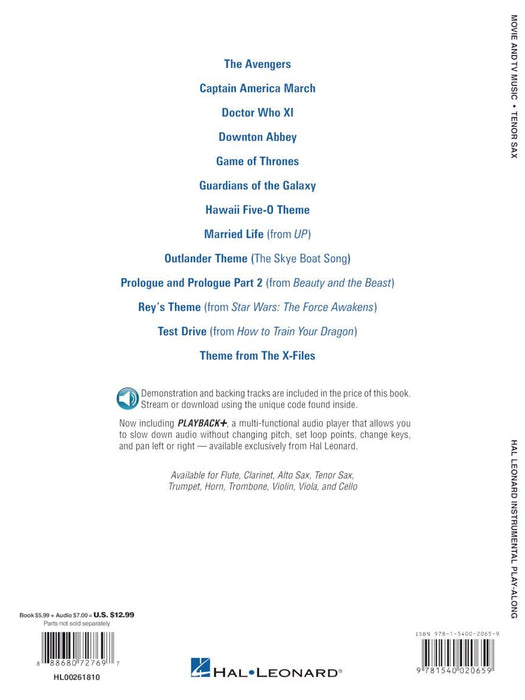 Movie and TV Music for Tenor Sax Instrumental Play-Along® Series | 小雅音樂 Hsiaoya Music