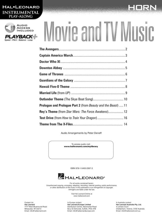 Movie and TV Music for Horn Instrumental Play-Along® Series 法國號 | 小雅音樂 Hsiaoya Music