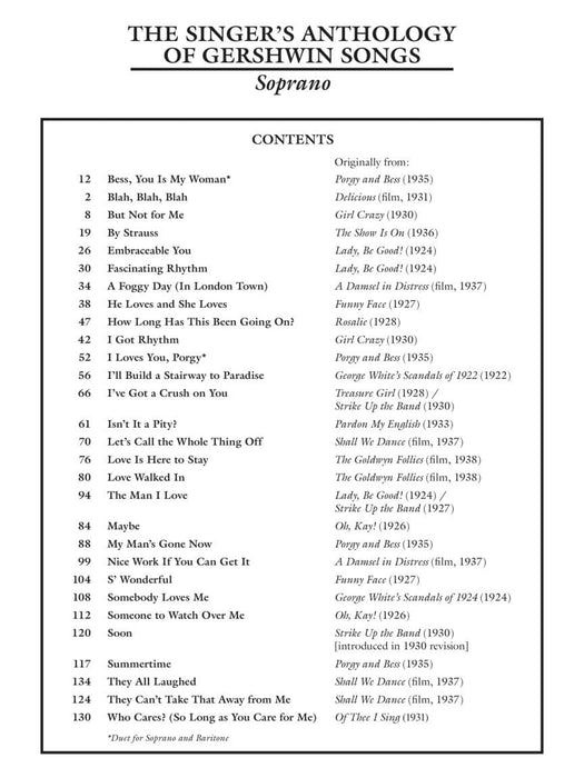 The Singer's Anthology of Gershwin Songs - Soprano 蓋希文 | 小雅音樂 Hsiaoya Music