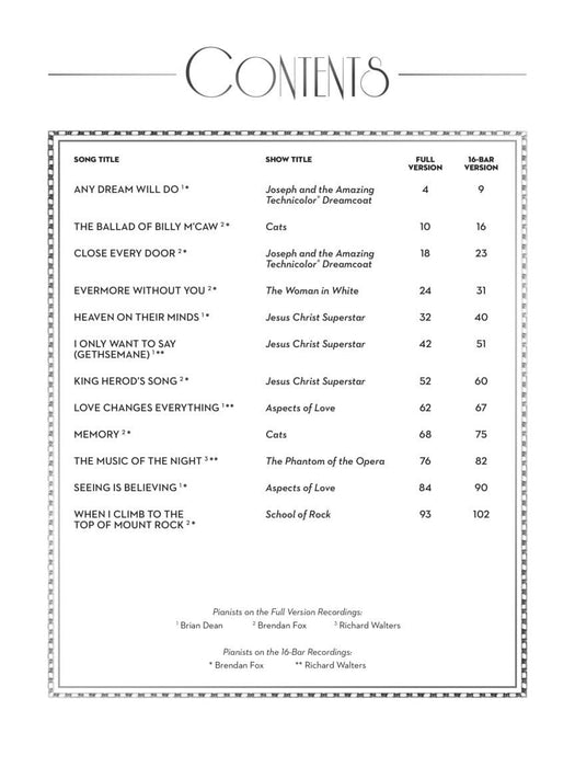 Andrew Lloyd Webber Theatre Songs - Men's Edition 12 Songs in Full, Authentic Editions, Plus 16-Bar Audition Versions | 小雅音樂 Hsiaoya Music