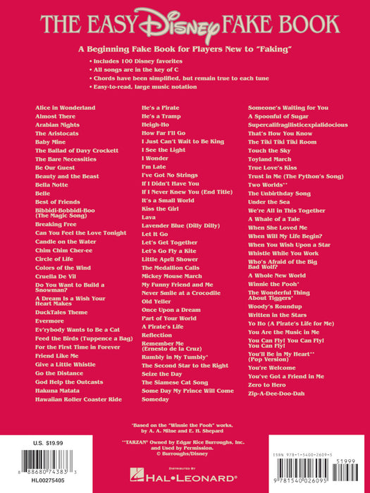 The Easy Disney Fake Book - 2nd Edition 100 Songs in the Key of C 費克 | 小雅音樂 Hsiaoya Music