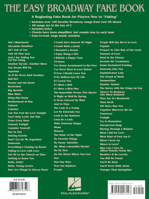 The Easy Broadway Fake Book - 2nd Edition Over 100 Songs in the Key of C 百老匯 | 小雅音樂 Hsiaoya Music